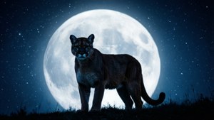 Cougar Silhouette Moon