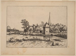 Country Village with Church and Bridge