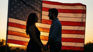 Couple Before Flag