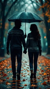 Couple Under Umbrella Sweaters