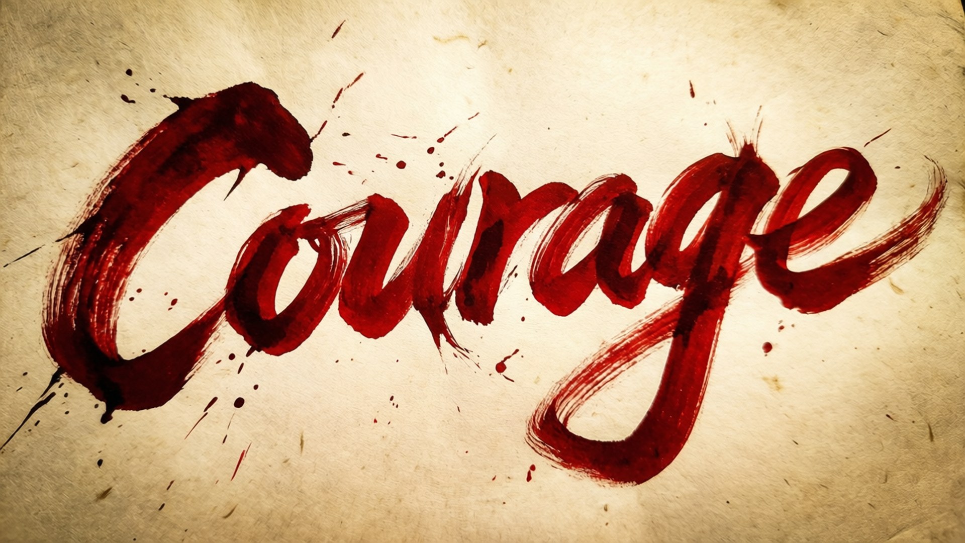 Courage Red Calligraphy by Wallpapers.art Studio