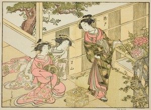 Courtesans of the Chojiya, from the book "A Comparison of Beauties of the Green Houses: A Mirror of Their Forms (Seiro bijin awase sugata kagami)," vol. 1