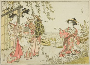 Courtesans of the Kadotsutaya, from the book "Mirror of Beautiful Women of the Pleasure Quarters (Seiro bijin awase sugata kagami)," vol. 1