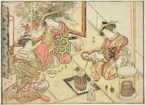 Courtesans of the Okaneya, from the book "Mirror of Beautiful Women of the Pleasure Quarters (Seiro bijin awase sugata kagami)," vol. 2