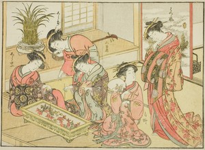 Courtesans of the Wakanaya, from the book "Mirror of Beautiful Women of the Pleasure Quarters (Seiro bijin awase sugata kagami)," vol. 1