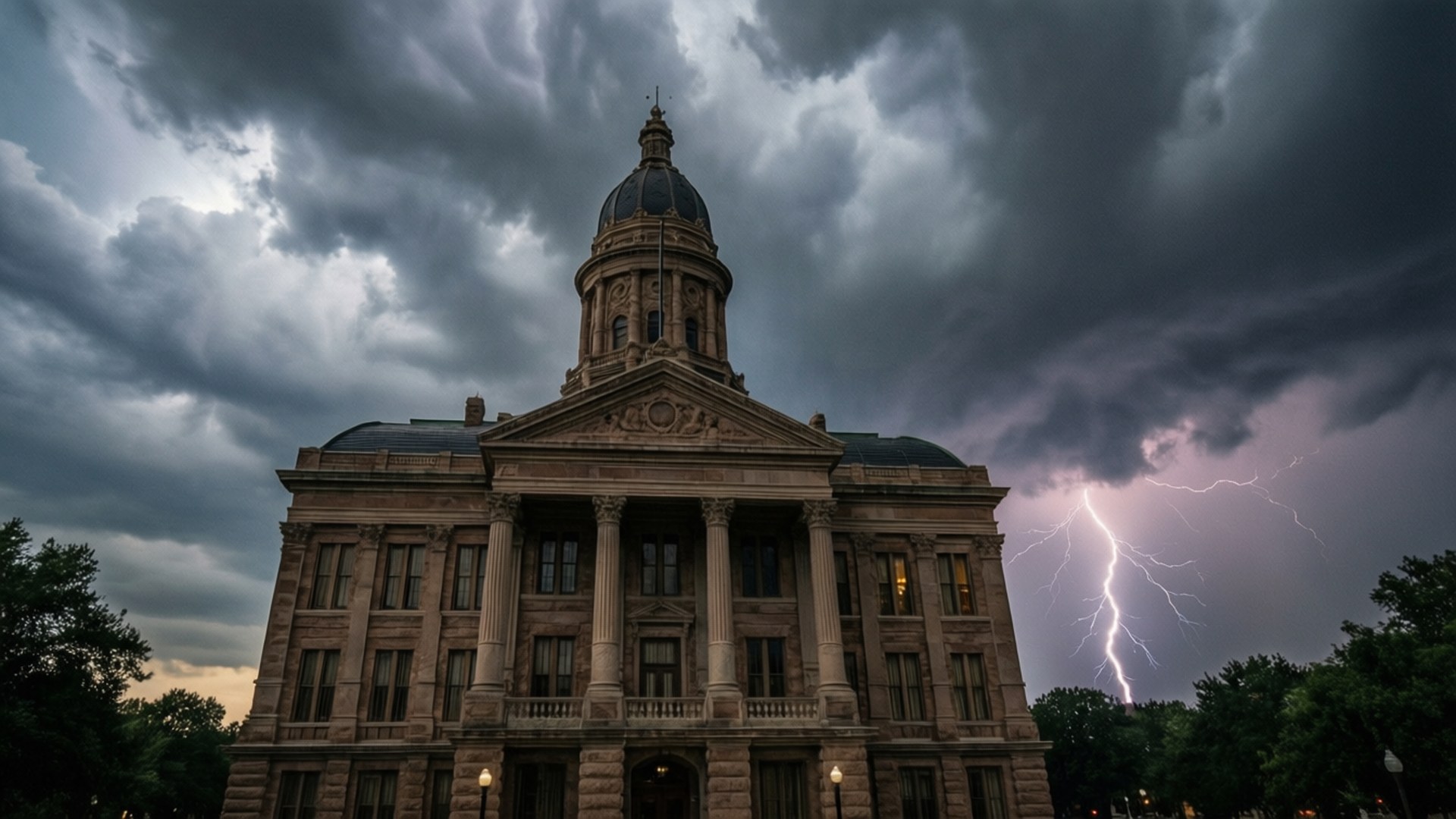 Courthouse Stormy Sky by Wallpapers.art Studio
