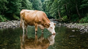 Cow Drinking Stream