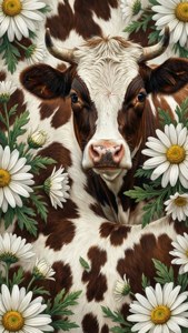 Cow Print with Daisies