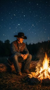 Cowboy by Campfire