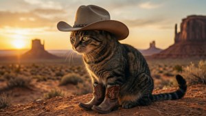 Cowboy Cat Sunset