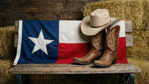 Cowboy Gear and Texas Flag