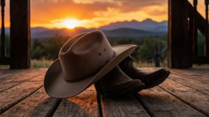 Cowboy Hat Boots Porch