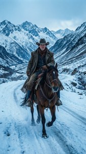 Cowboy in Snowy Pass