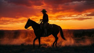 Cowboy Sunset Silhouette