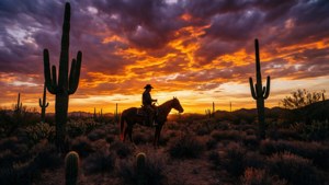 Cowboy Sunset Silhouette