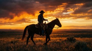 Cowboy Sunset Silhouette