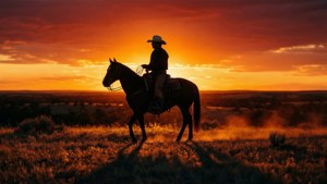 Cowboy Sunset Silhouette
