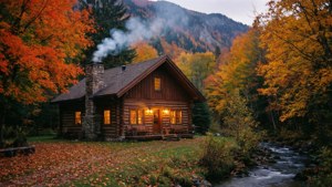 Cozy Autumn Cabin Evening