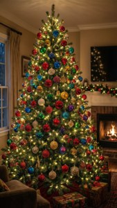 Cozy Christmas Tree Living Room
