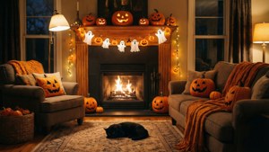 Cozy Halloween Living Room