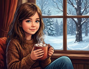 Cozy Hot Cocoa Christmas Girl