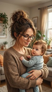Cozy Mom Bun with Baby
