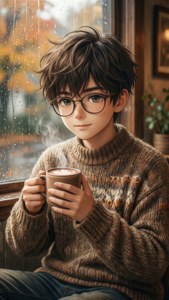 Cozy Rainy Day Anime Boy