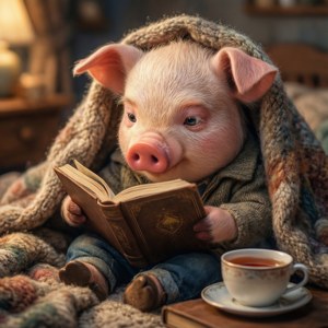 Cozy Reading Piglet