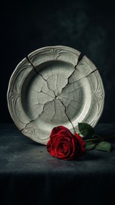 Cracked Plate with Rose