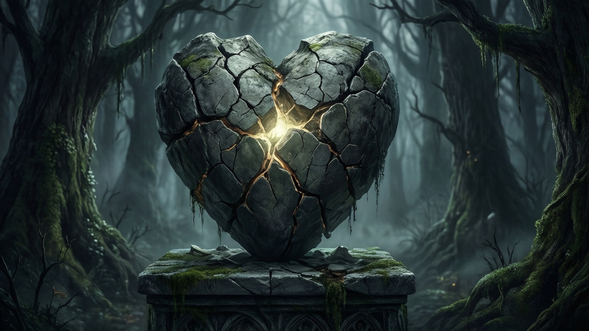 Cracked Stone Heart by Wallpapers.art Studio