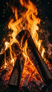 Crackling Bonfire Flames