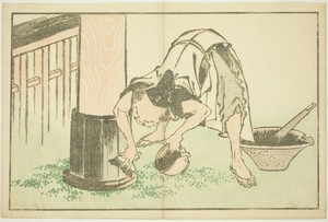 Craftsman working on Temple, from The Picture Book of Realistic Paintings of Hokusai (Hokusai shashin gafu)