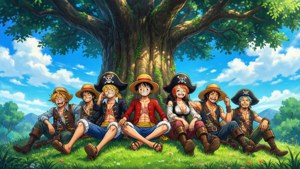 Crew Under Giant Tree