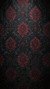 Crimson Accented Gothic Damask