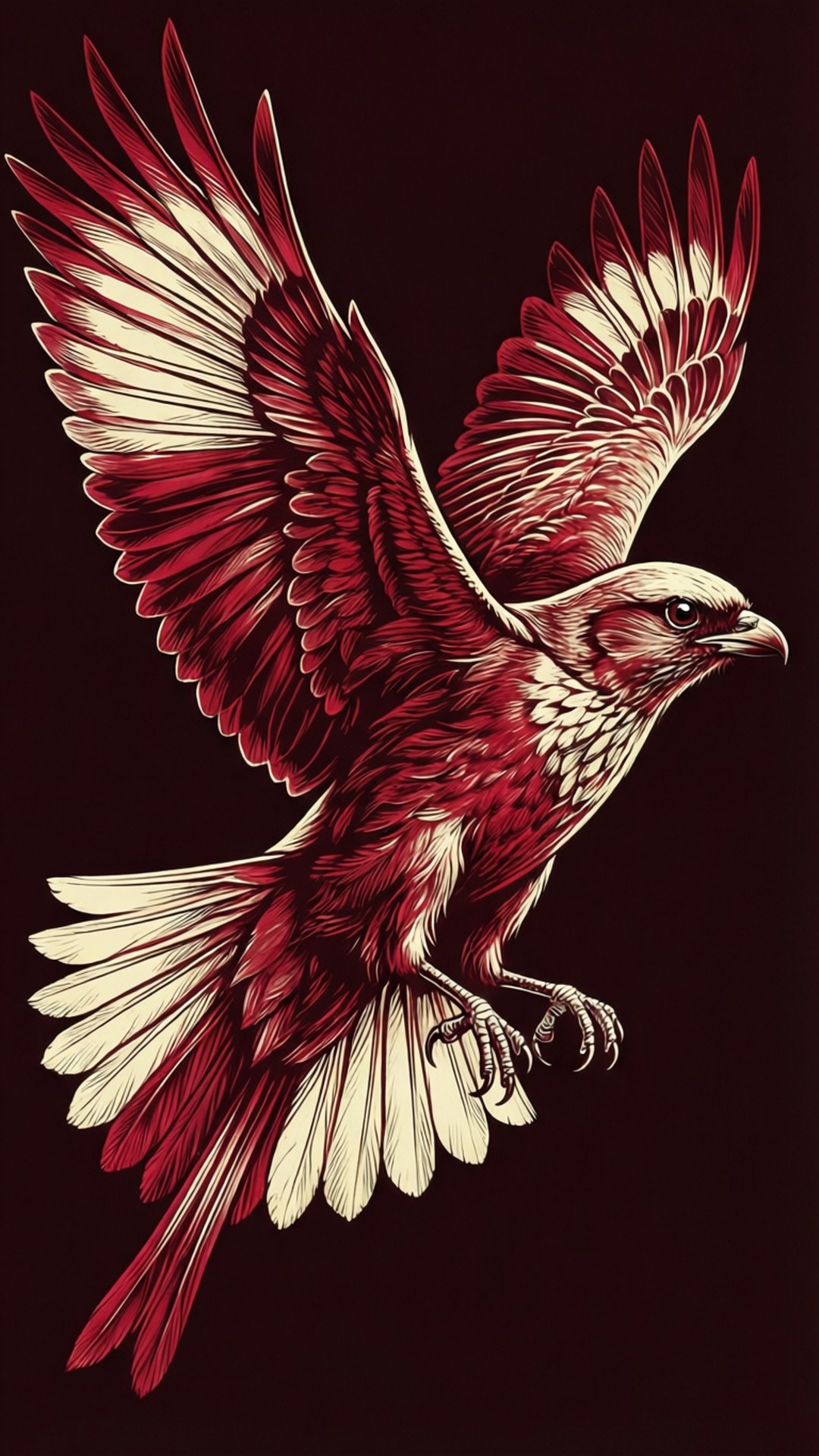 Crimson Ivory Bird Soaring by Wallpapers.art Studio