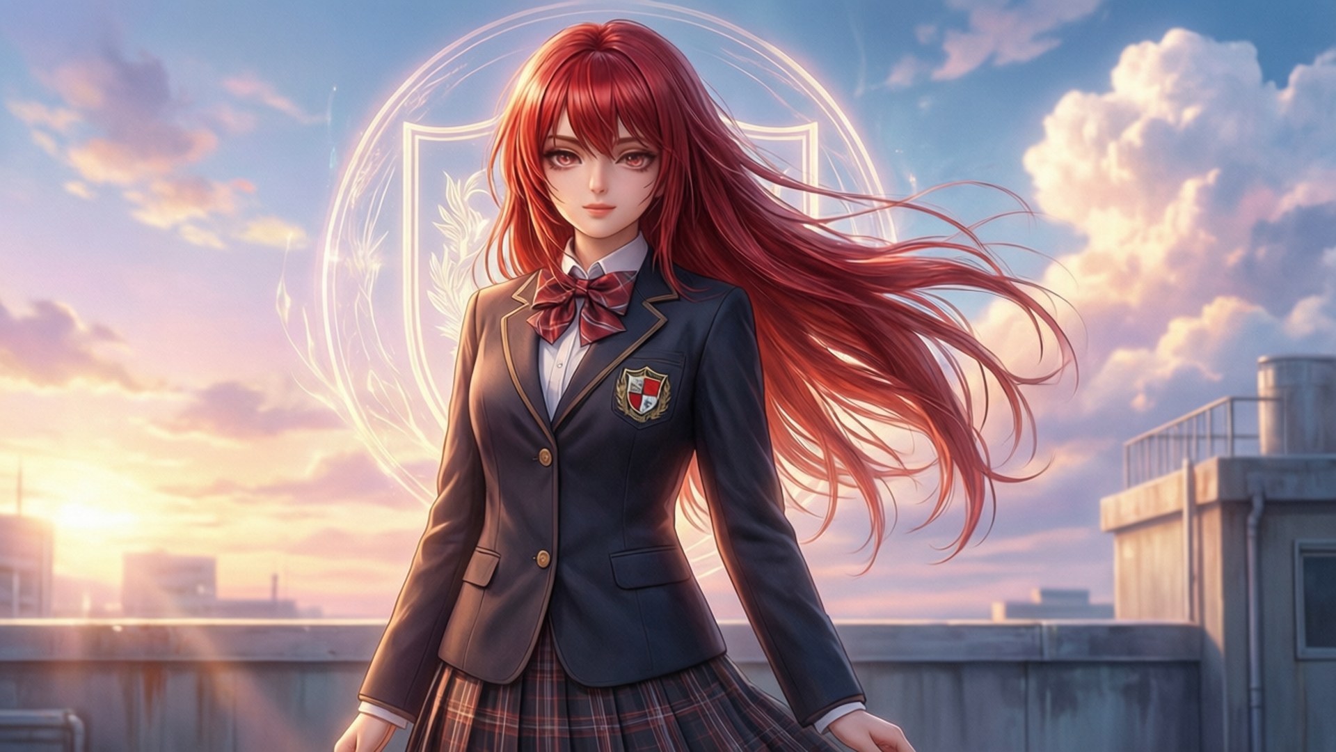 Crimson Sunset Rooftop by Wallpapers.art Studio