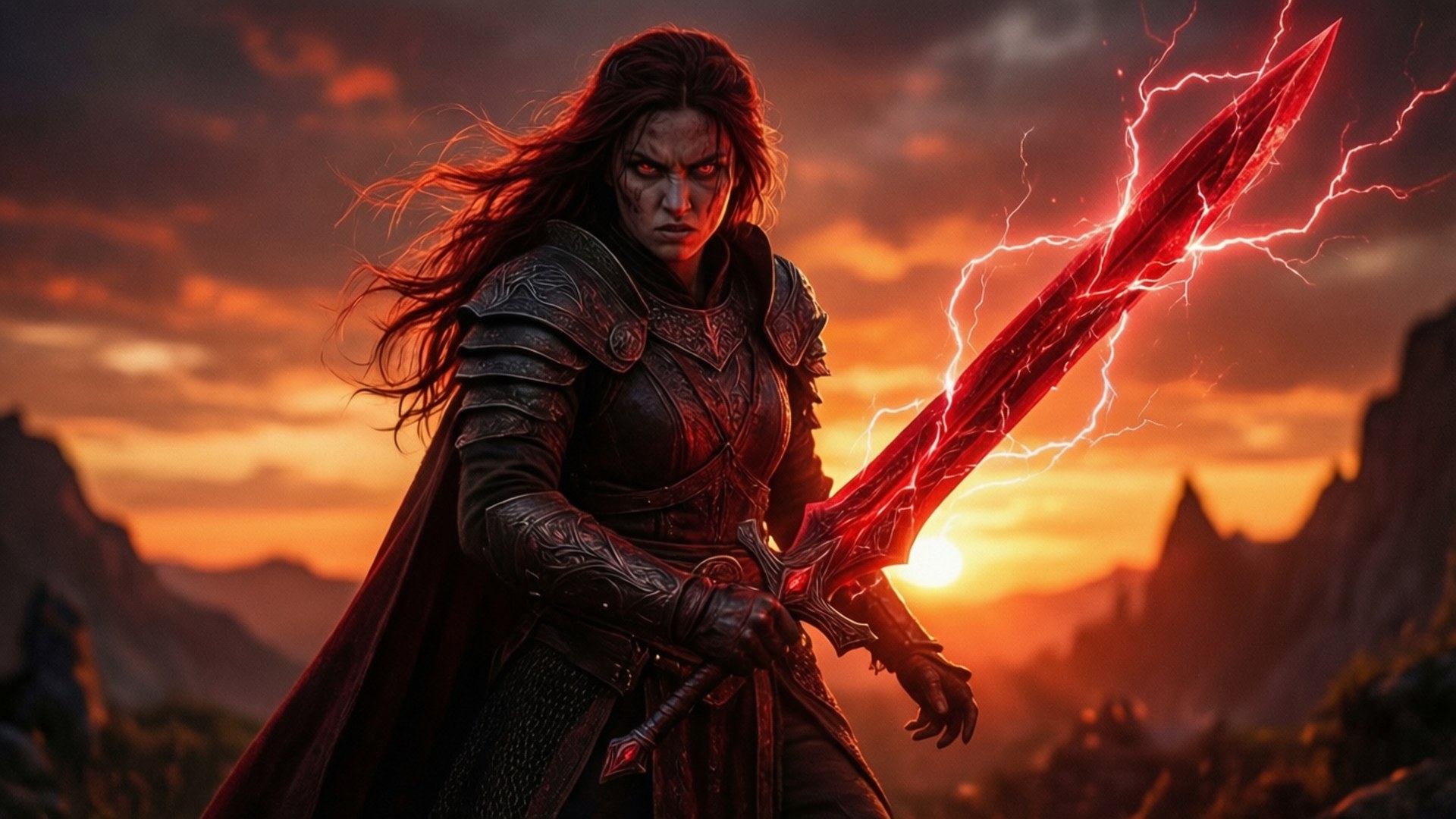 Crimson Sunset Standoff by Wallpapers.art Studio