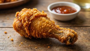 Crispy Drumstick on Wood