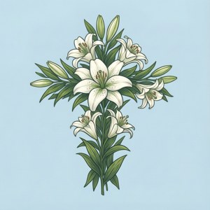 Cross with Lilies