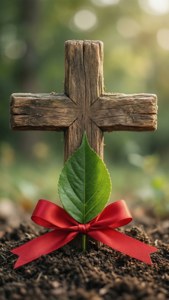 Cross with Ribbon