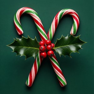 Crossed Candy Canes with Holly