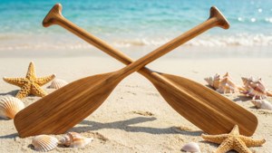 Crossed Oars on Beach
