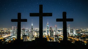 Crosses Over City Night