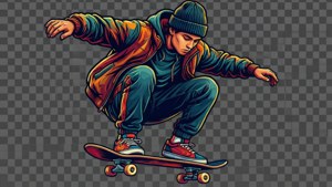 Crouch Pose SVG Skateboarder