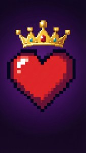 Crowned Pixel Heart
