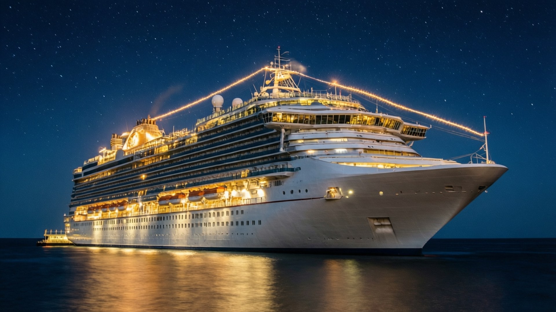 Cruise Ship Night Glow by Wallpapers.art Studio