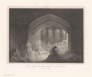 Crypte van de Notre-Dame met puin van graven