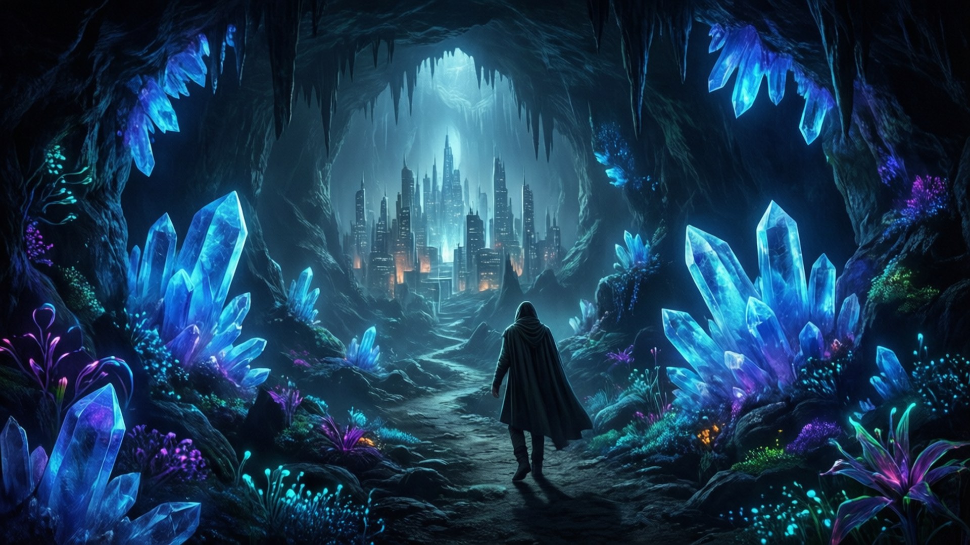 Crystal Cavern City by Wallpapers.art Studio