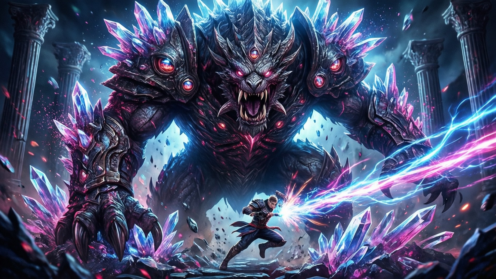 Crystal Colossus Clash by Wallpapers.art Studio