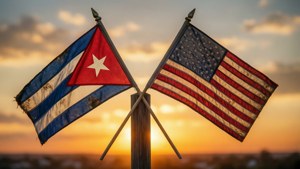 Cuba and USA Flags